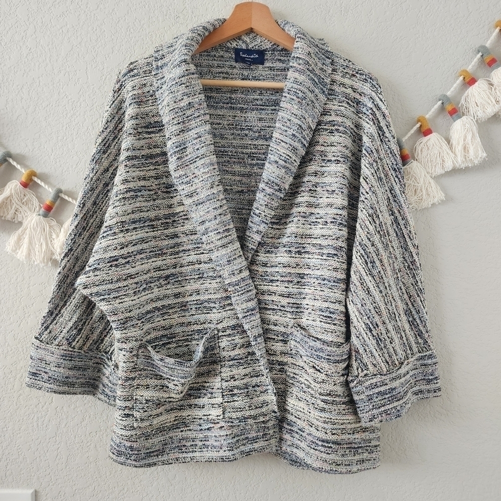 Anthropologie Splendid Textured Tweed Woven Multicolor Dolman Oversize Cardigan
